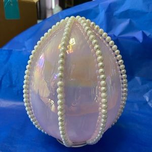 Pink iridescent glass egg